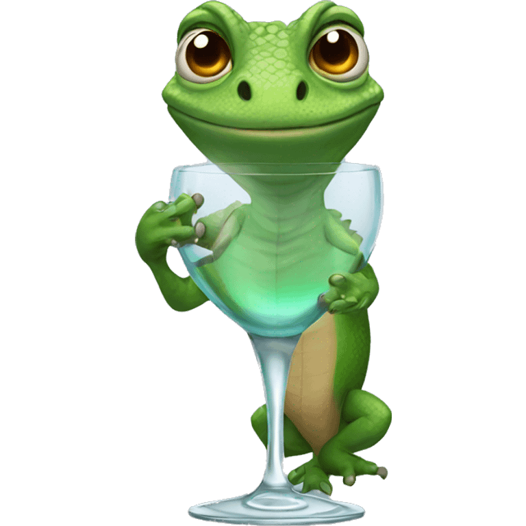 lizard holding glass emoji