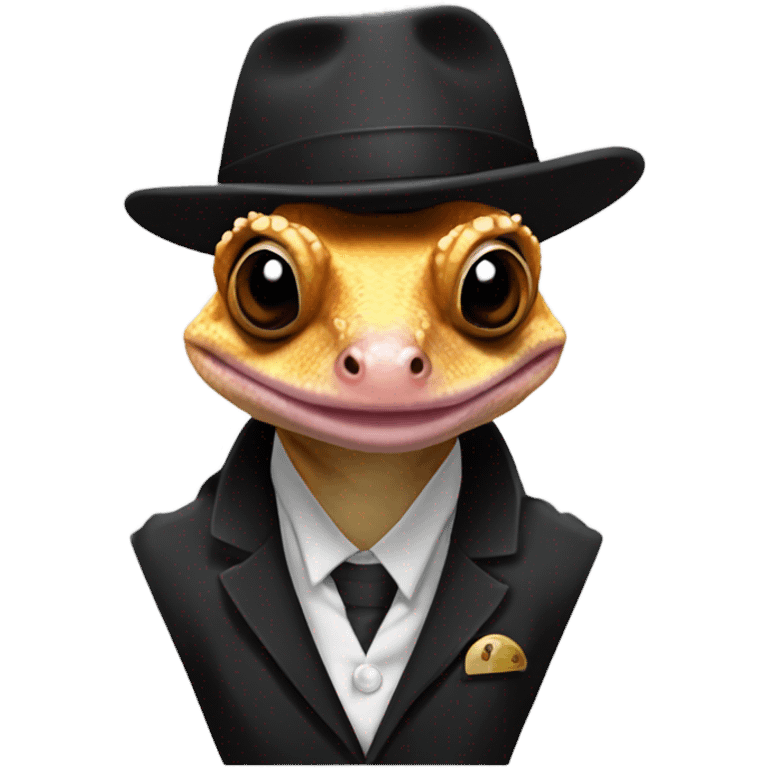 Crested Gecko in a gangster outside emoji