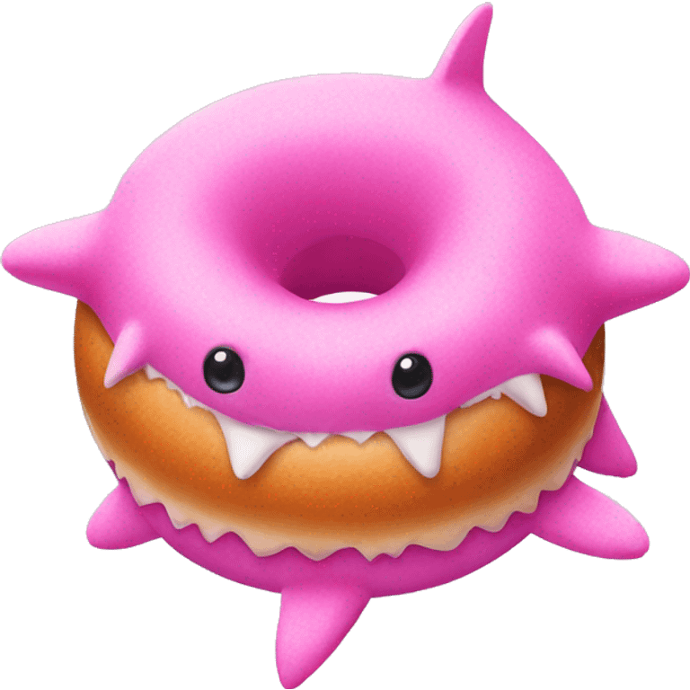 Pink fluffy shiny shark in double donut  emoji