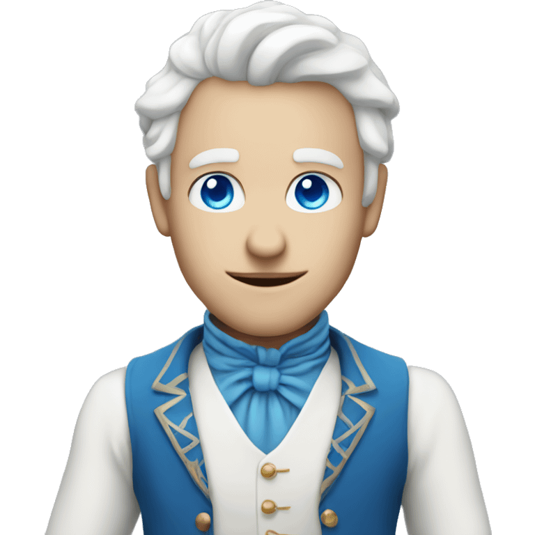 a white magician with blue eyes without a hat with 
a heart in his hands emoji