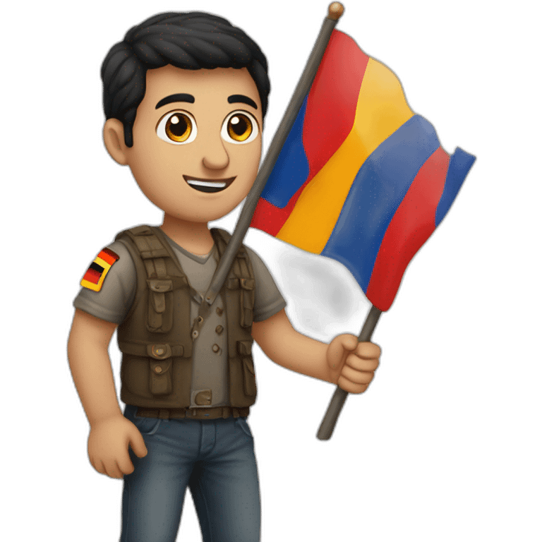 Armenian guy with the german flag at the hand emoji