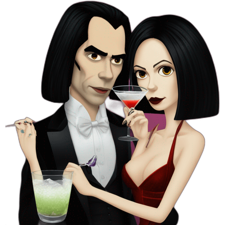 vampire wife and nick cave drinking martinis emoji