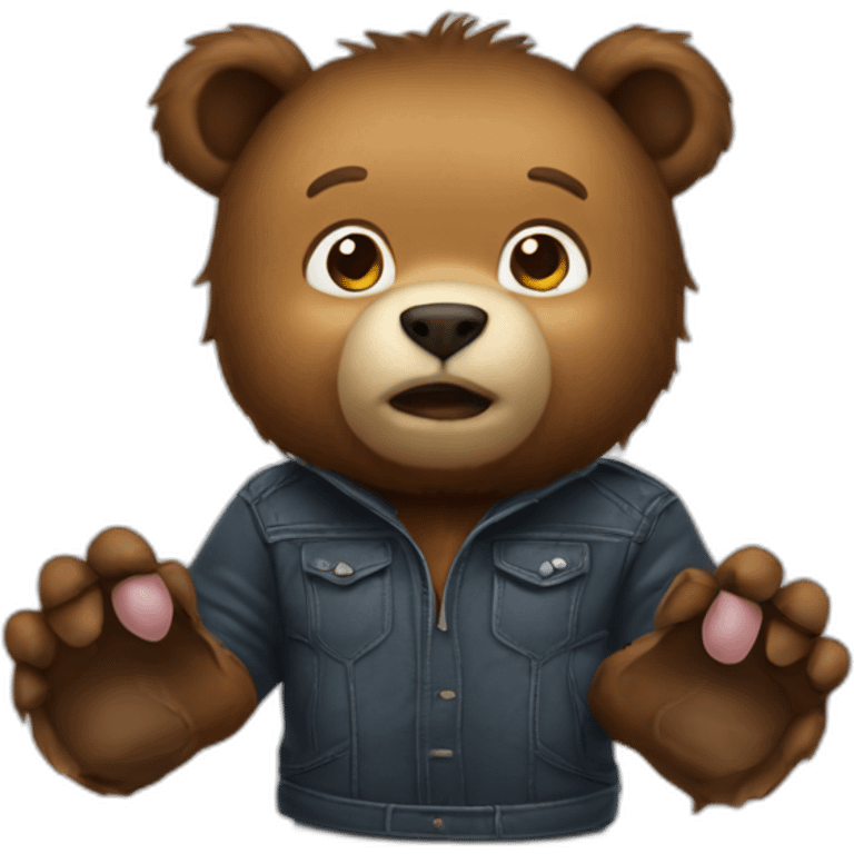 cute bear beating elon musk emoji