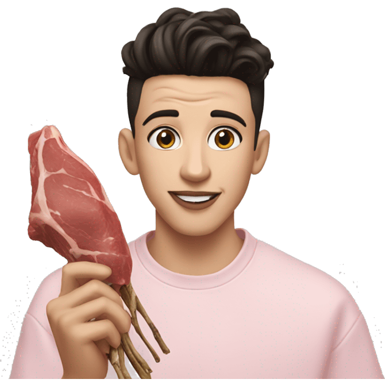 james charles holding a meat twig emoji