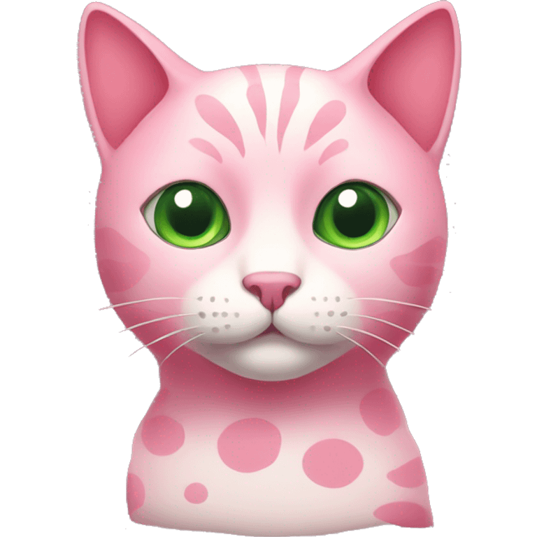 Pink cat with green patterns emoji