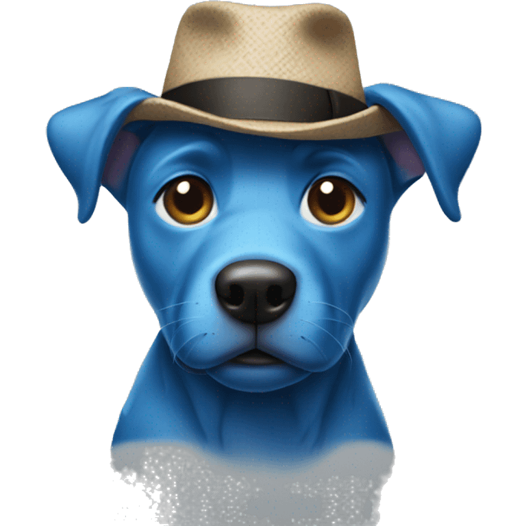 Blue dog wearing a hat  emoji