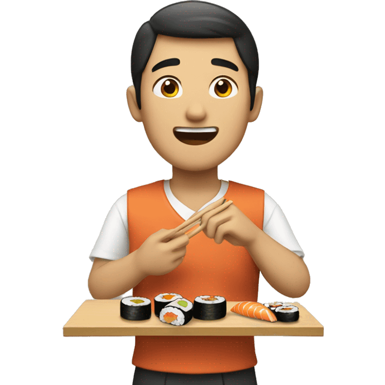 Asian guy eating sushi  emoji