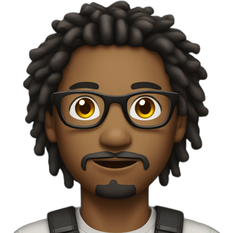 Young Black male film Photographer with glasses small mustache and goatee with dreadlocks emoji