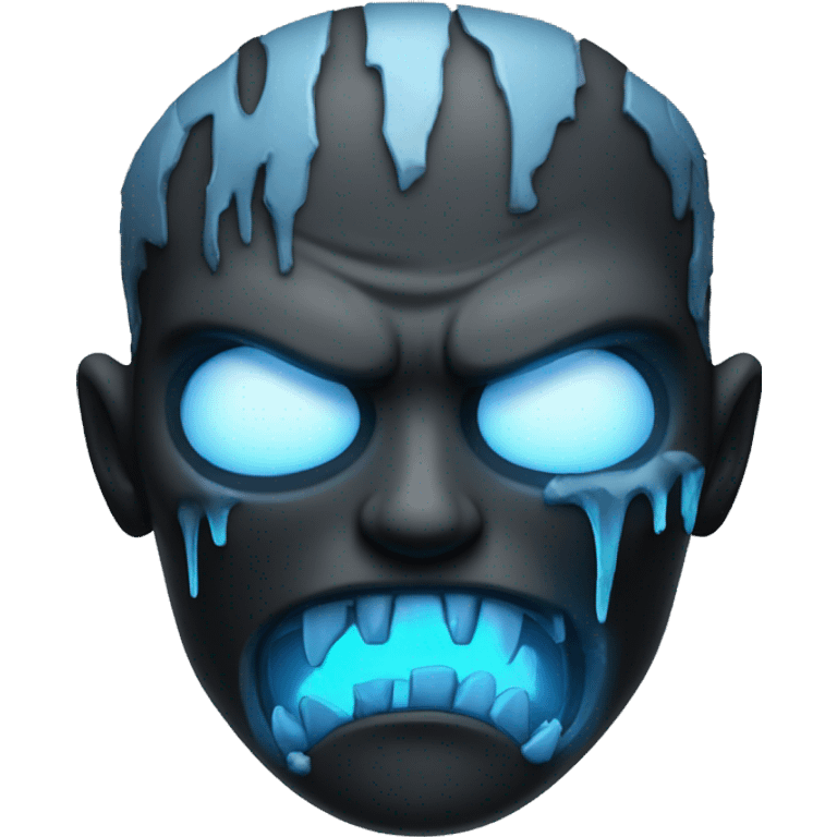 Dark black gray silver maroon zombie face photograph detailed blue flames in mouth blue glow emoji