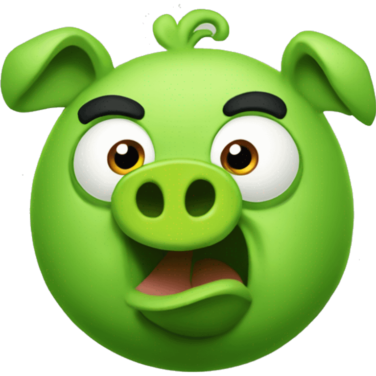 The green pig from Angry Birds, make it less bright and cartooney. I want a darker shade of green and minimilastic with only the face emoji