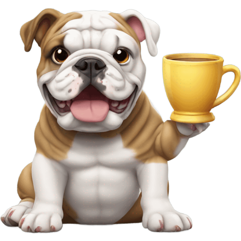 English bulldog with cup emoji