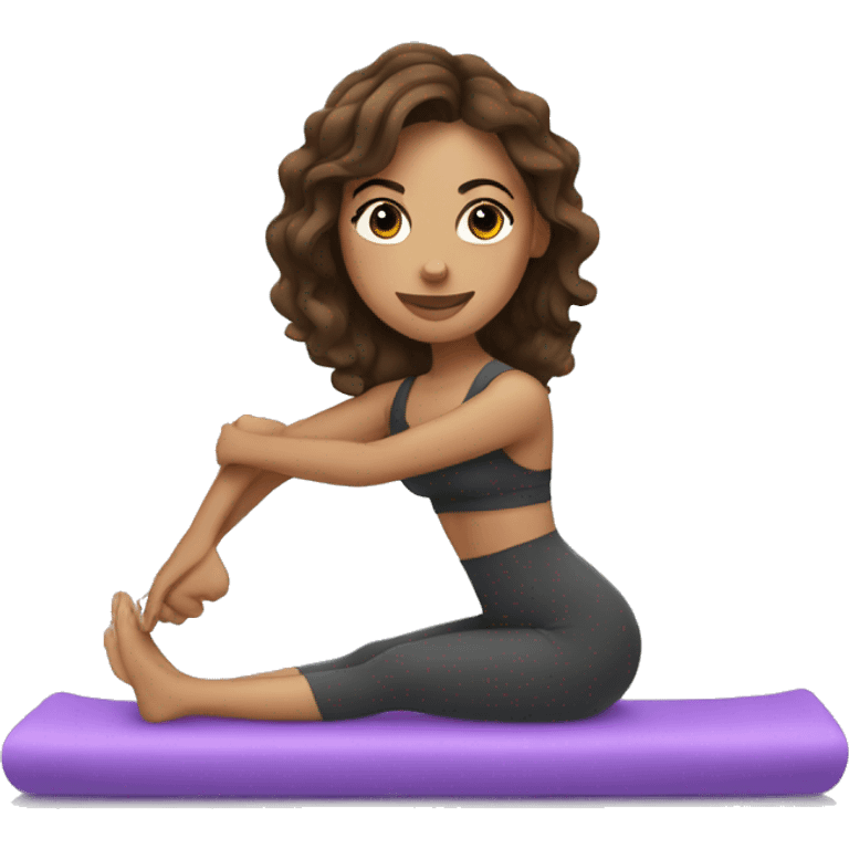 Latina girl with brown hair doing Pilates emoji