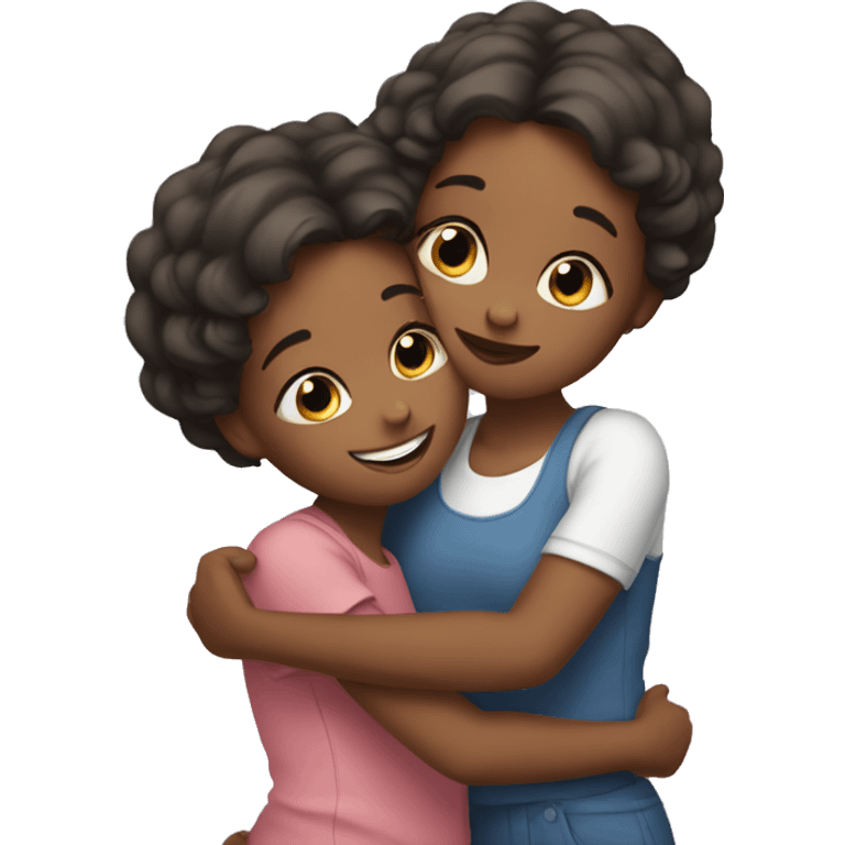 Sister girls together hugging  emoji