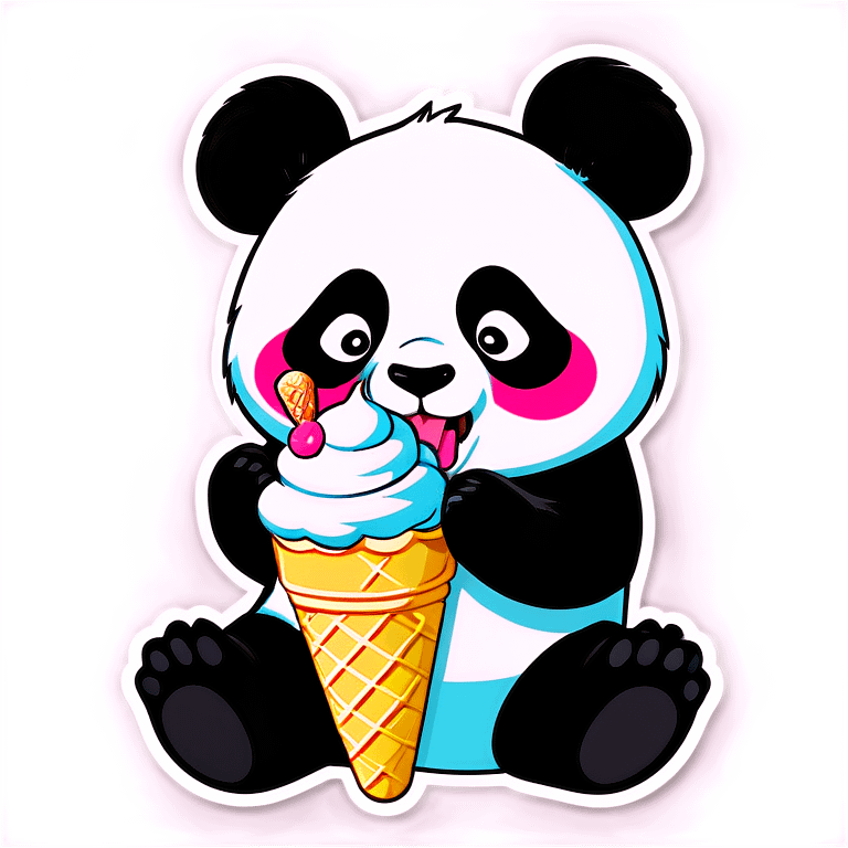 Panda eating ice cream emoji