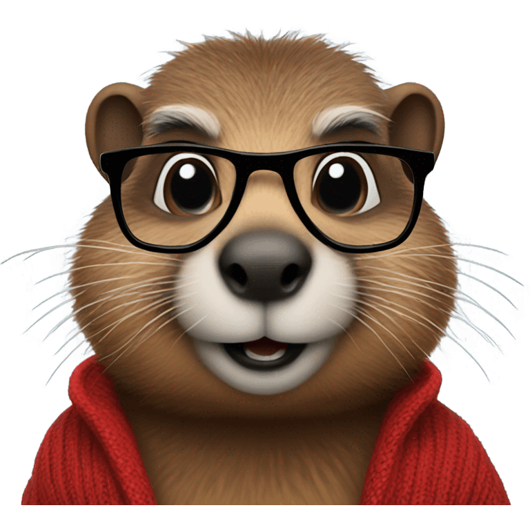 groundhog with red sweater and glasses emoji