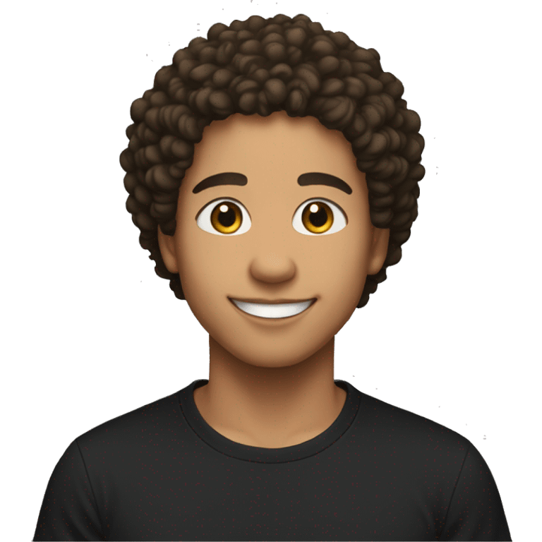 Lightskin smiling with short curly hair and black T-shirt on emoji