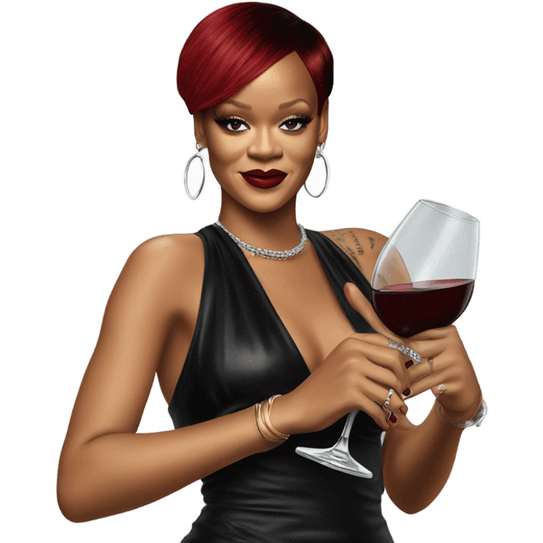 Photo Realistic Rihanna with wine glass emoji