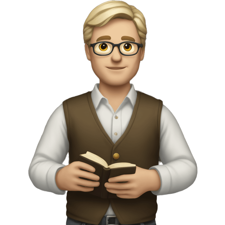 a white-skinned literary curator with a book in his hands emoji