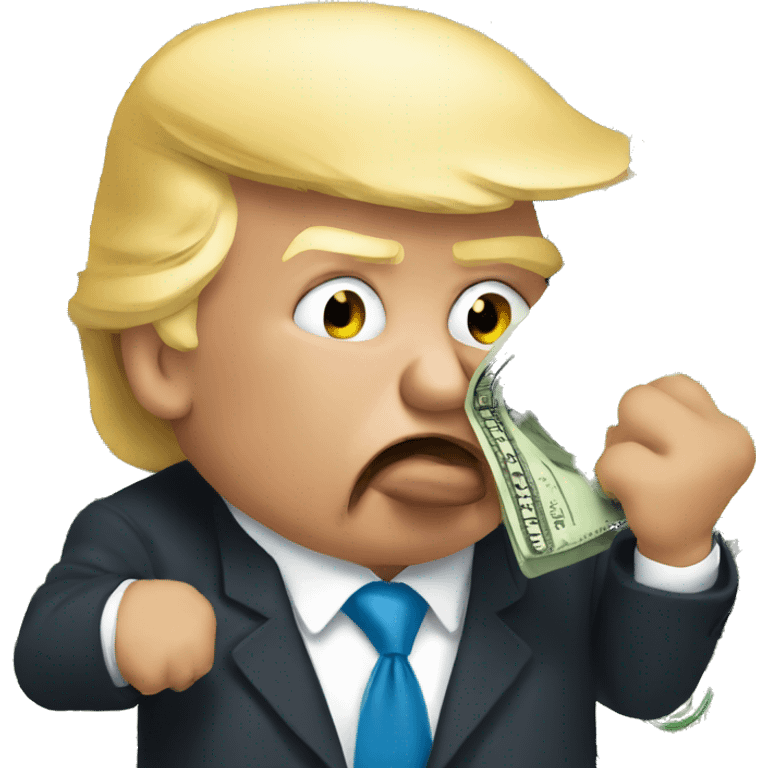 Donald Trump biting his money emoji