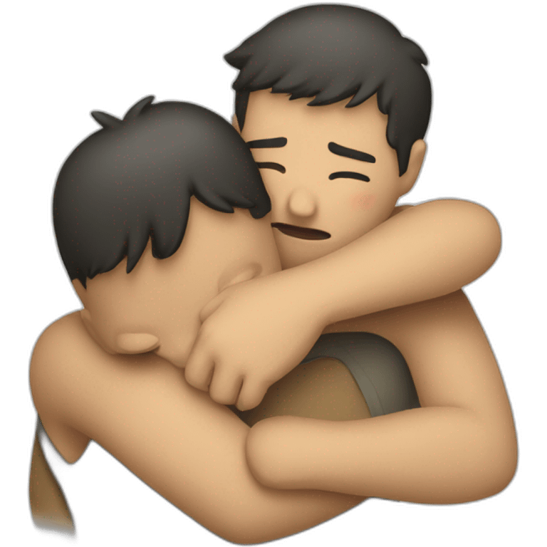 Hugging with unhappy face emoji