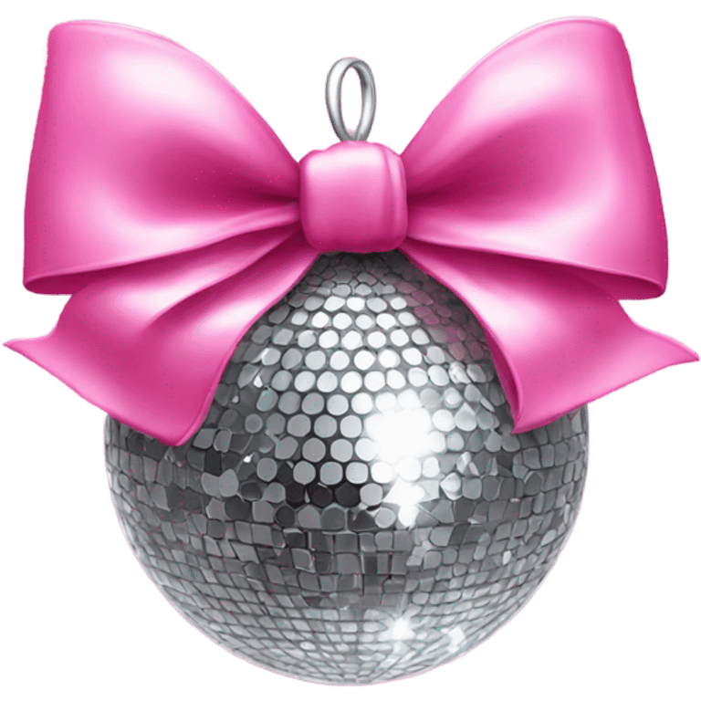 Disco ball with pink bow emoji