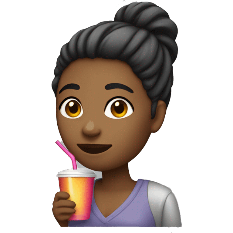 Lesbian woman holding cup with a straw  emoji