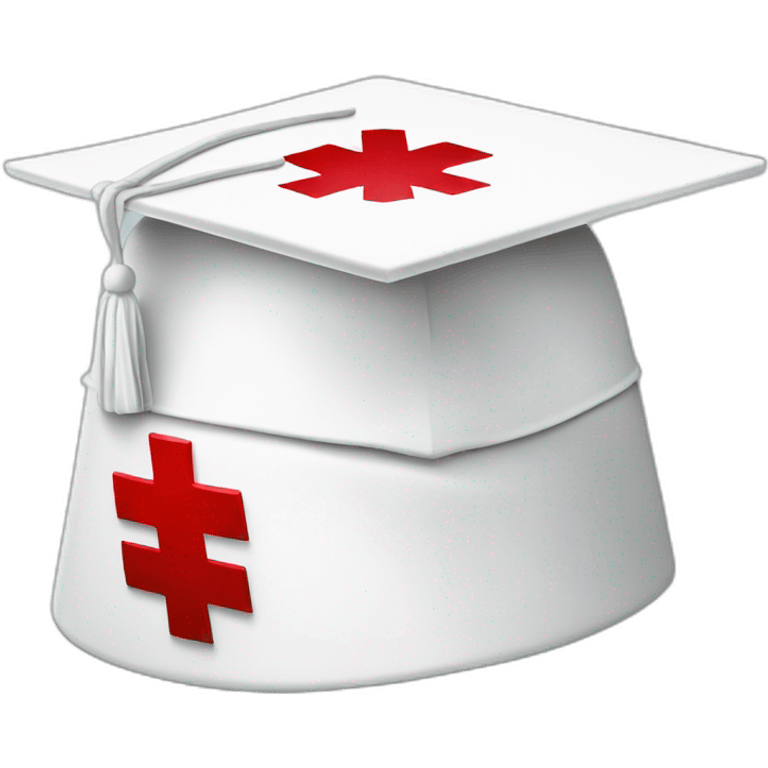 White Student cap with red medical cross  emoji