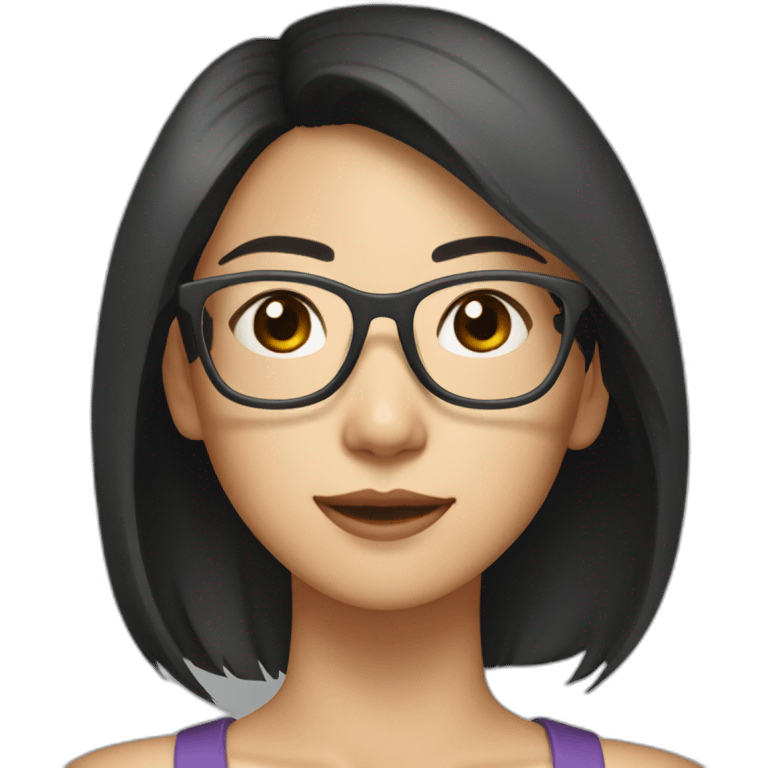 26 year old asian woman short straight dark hair and brown rectangle glasses emoji