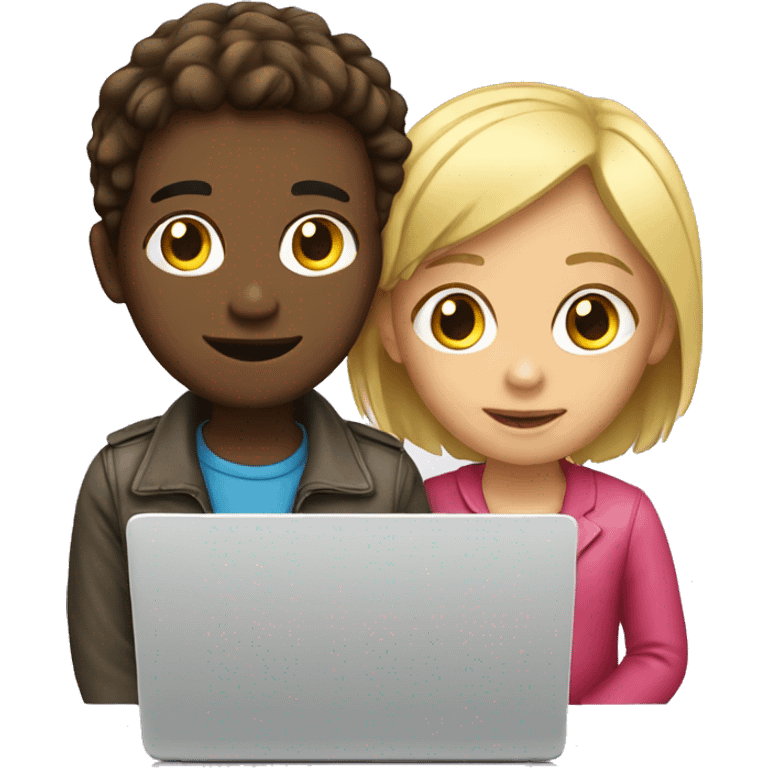 Girl and boy laptop emoji