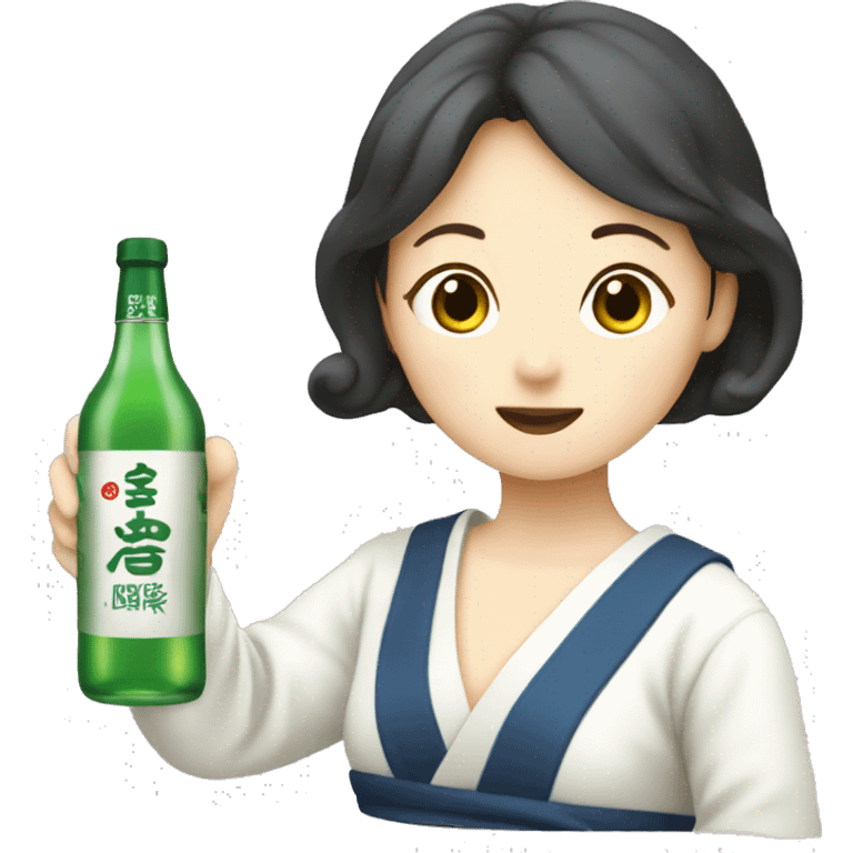 Soju bottle drinking girl emoji