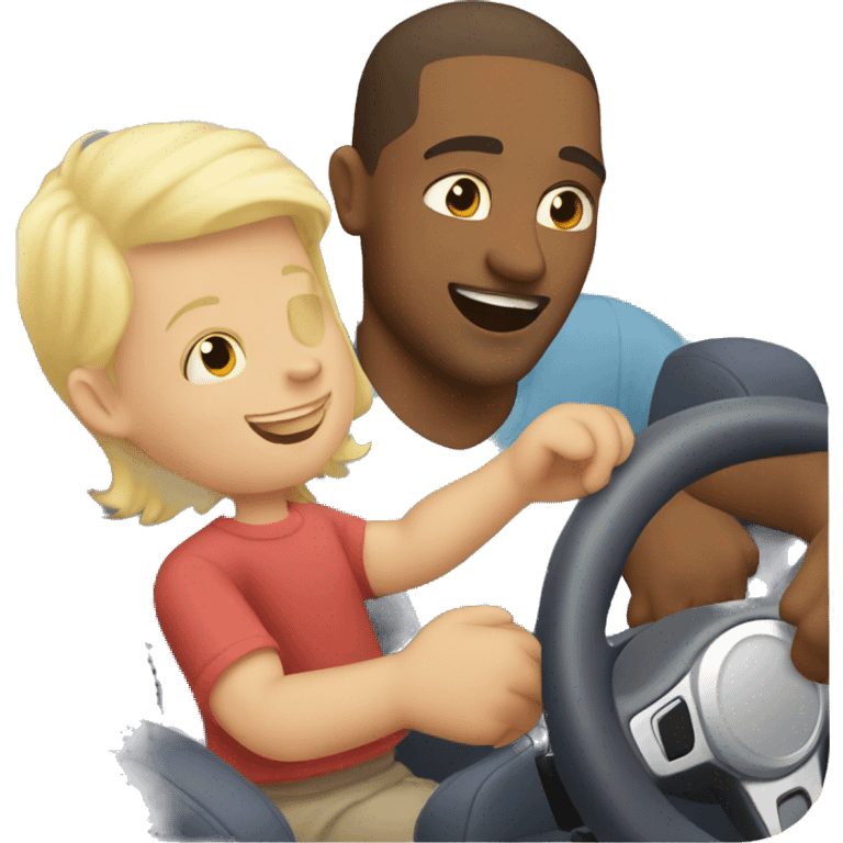 blonde dad plays cars with babyson emoji