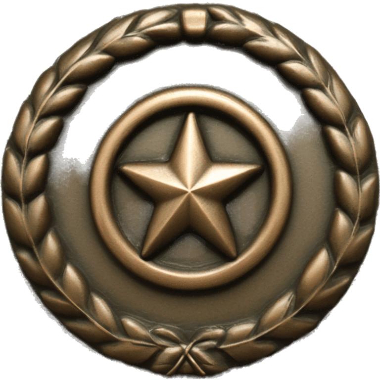 U.S. war veteran, laurel wreath circle with 5-pointed star, bronze finish with  natural patina emoji