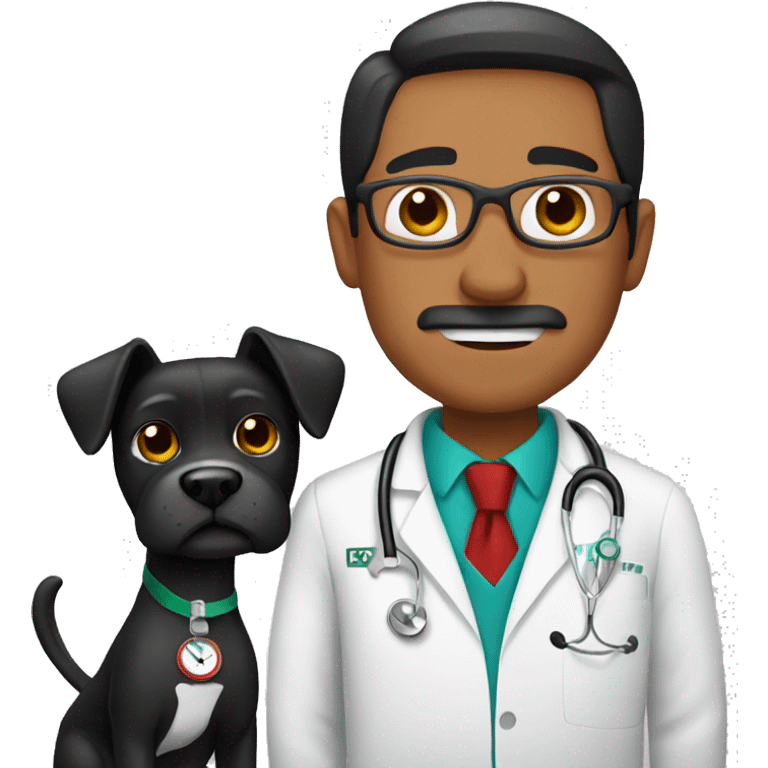 Mexican doctor with black boxer dog  emoji