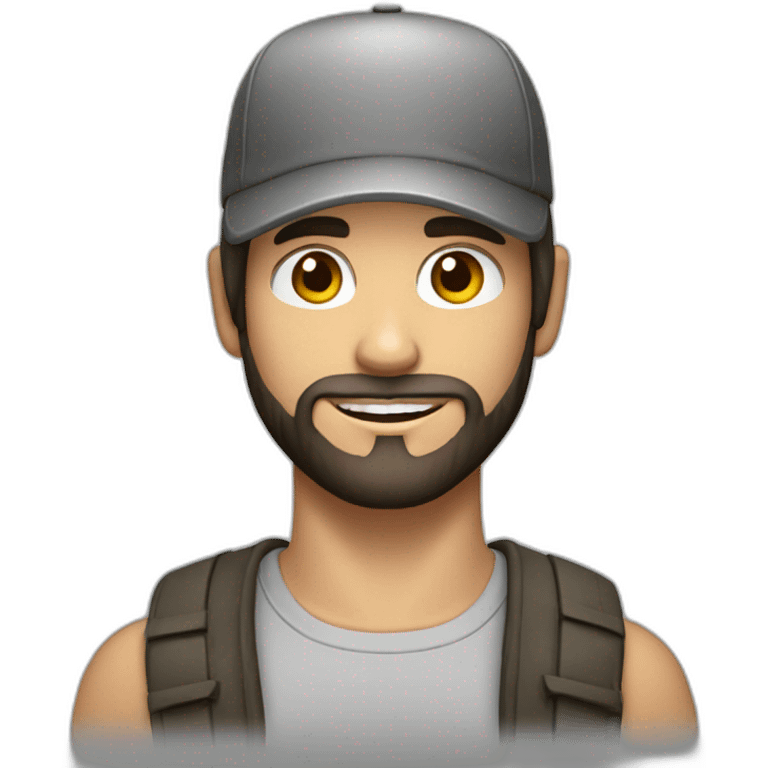 young dark-haired white man with a cap and beard emoji