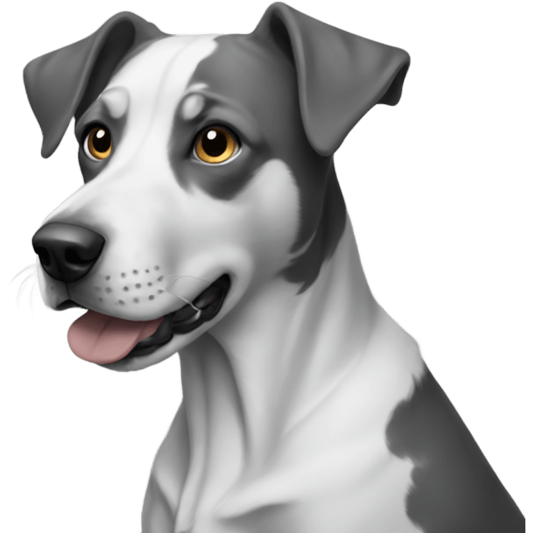 greyscale portrait of a human dog emoji