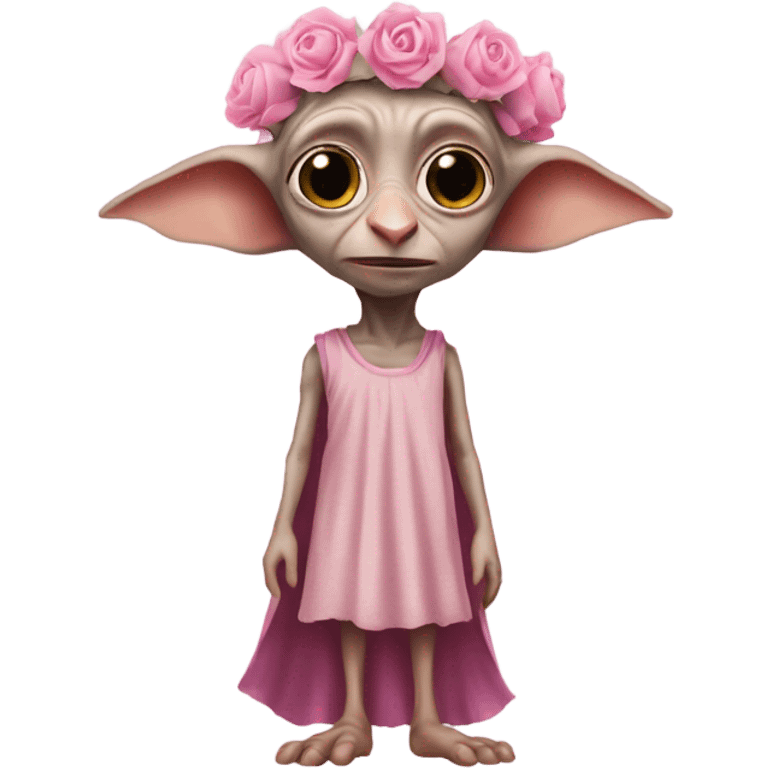 Dobby from Harry Potter wearing a tutu and pink crown emoji