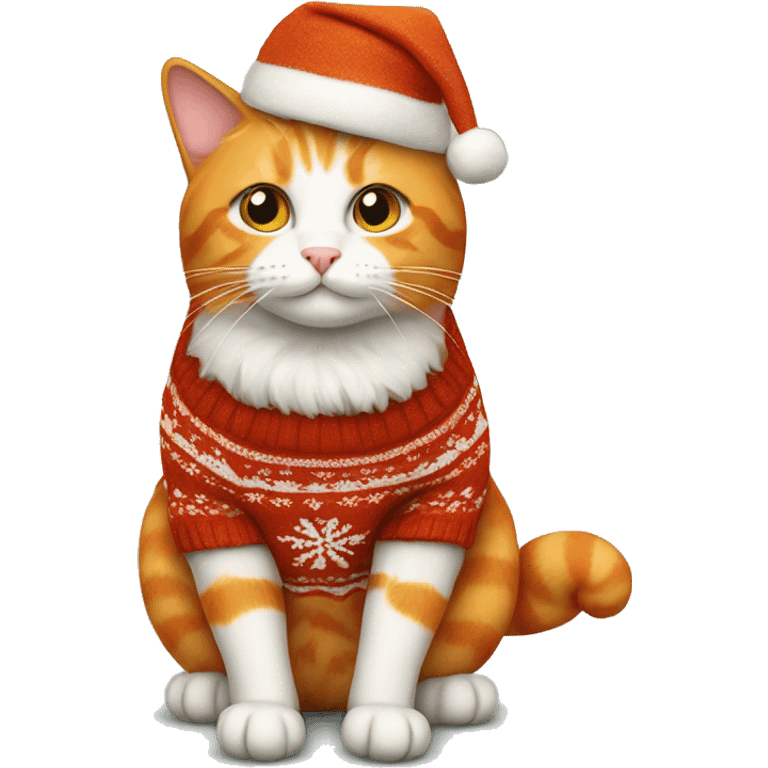 orange cat in a christmas sweater  emoji