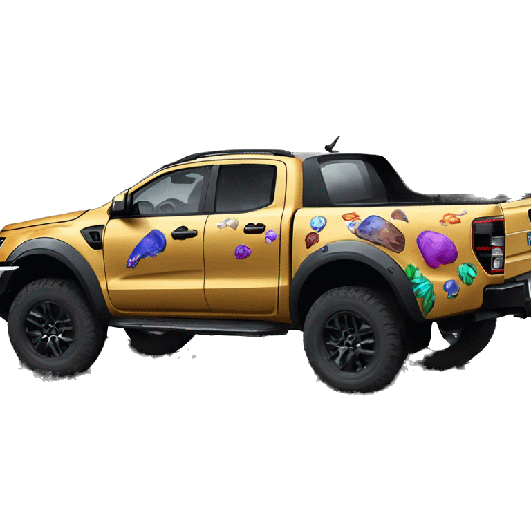 Next gen ford ranger raptor painted with beautiful and colourful mushroom all over  emoji