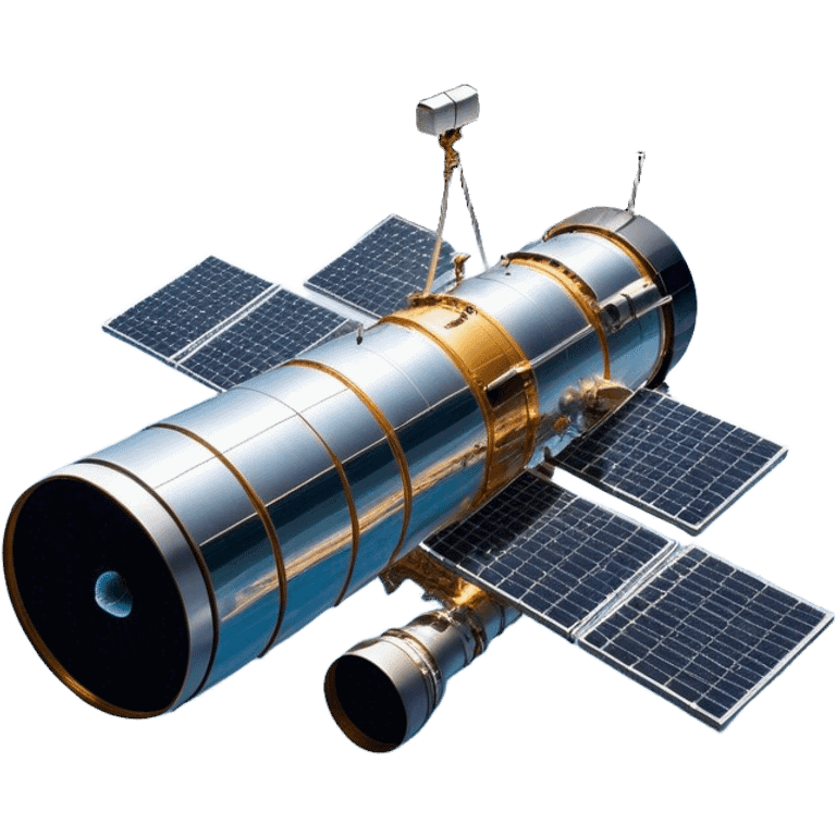  Cinematic Realistic Hubble Space Telescope – A majestic, ultra-detailed rendering of the Hubble Telescope floating above Earth. Its reflective metallic surface and vast solar panels stretch into the darkness, while the lens is pointed outward, capturing the mysteries of the cosmos. emoji