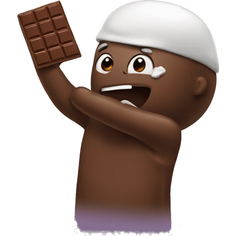 Hitting a chocolate bar with just a hand emoji