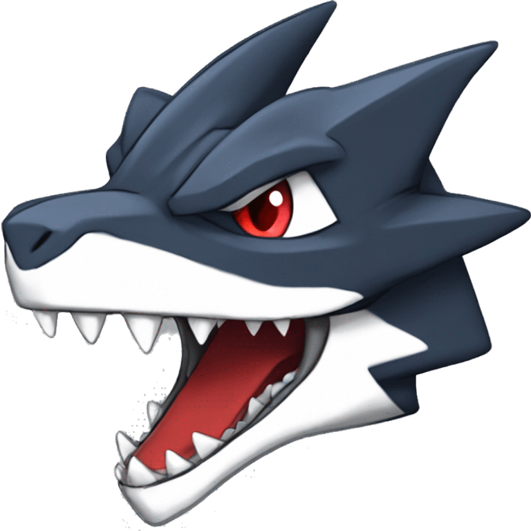 Black Cool Edgy Anthro Sharpedo-Sergal-Garchomp-Fakémon  with White and Red Edgy markings emoji