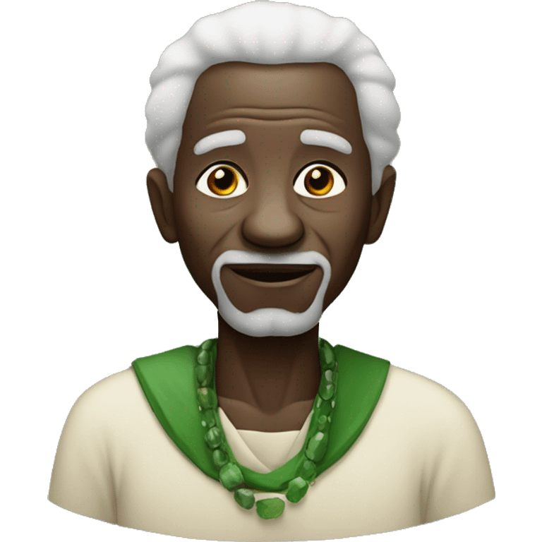 Old african man with green stone emoji