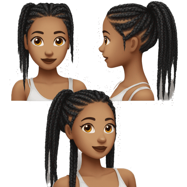 cute girl with black box braids emoji