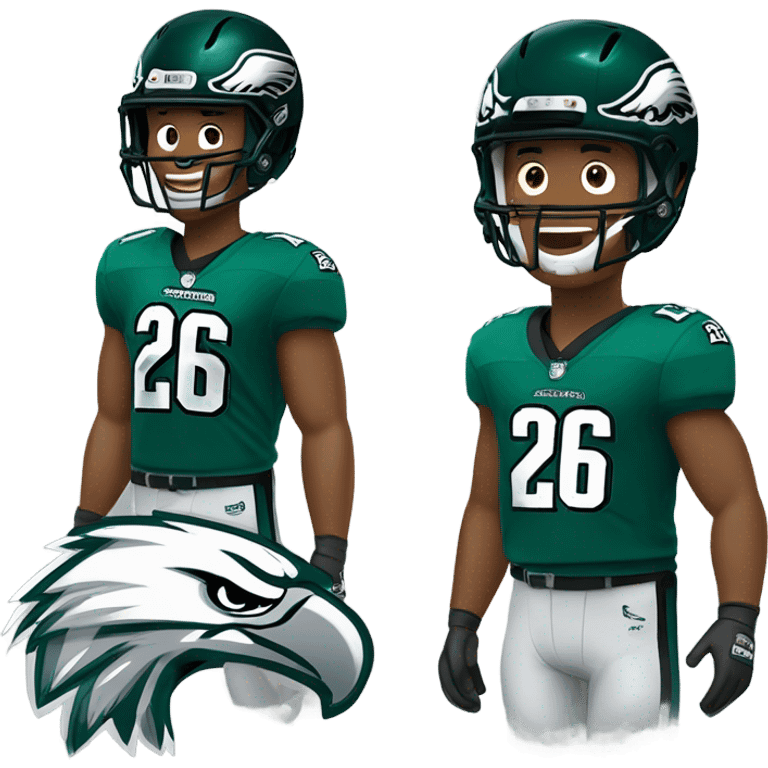 Saquon Barkley in the Kelly green jersey with the number 26 and classic eagles helmet on  emoji