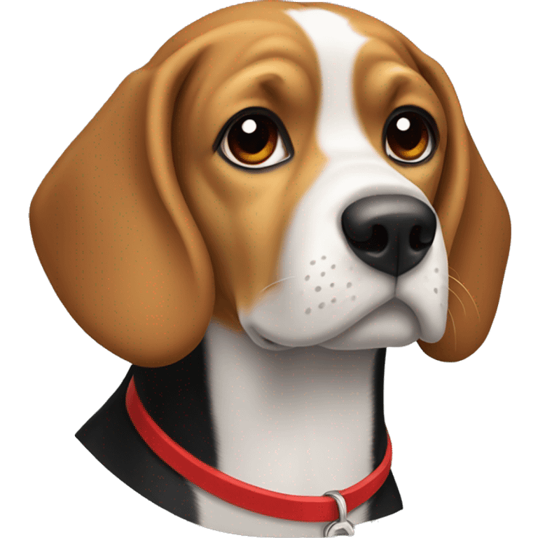 Black and tan beagle with a red collar  emoji