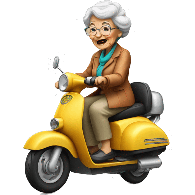 Grandma with sigaret on scooter Driller  emoji