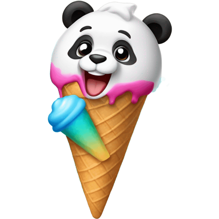 Panda eating ice cream emoji