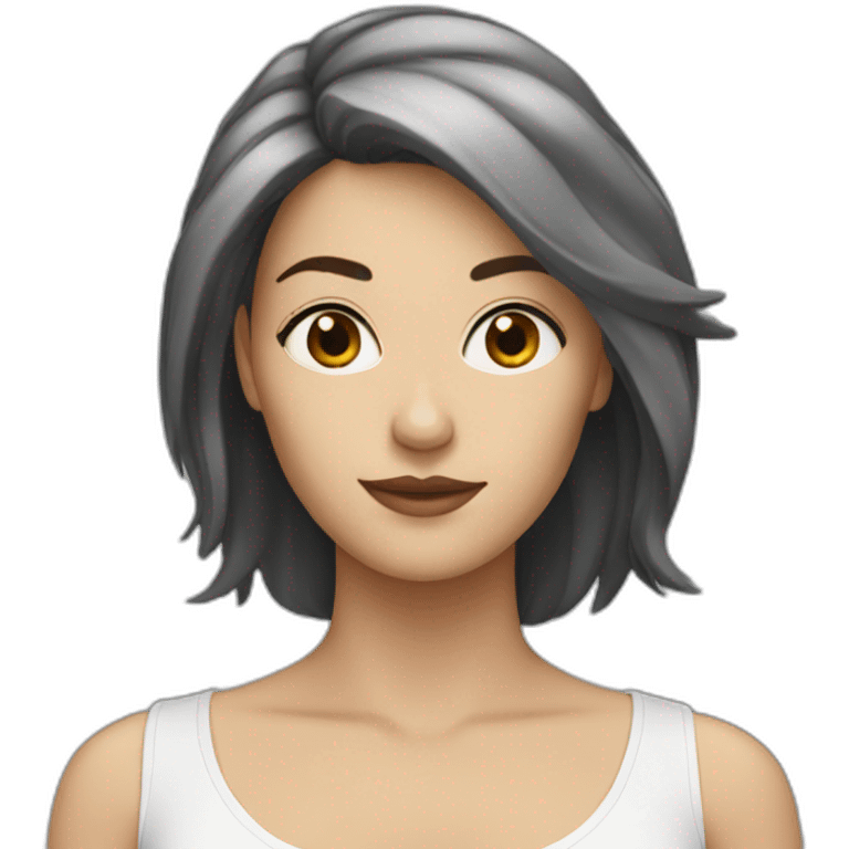 White woman with black and blond hair emoji