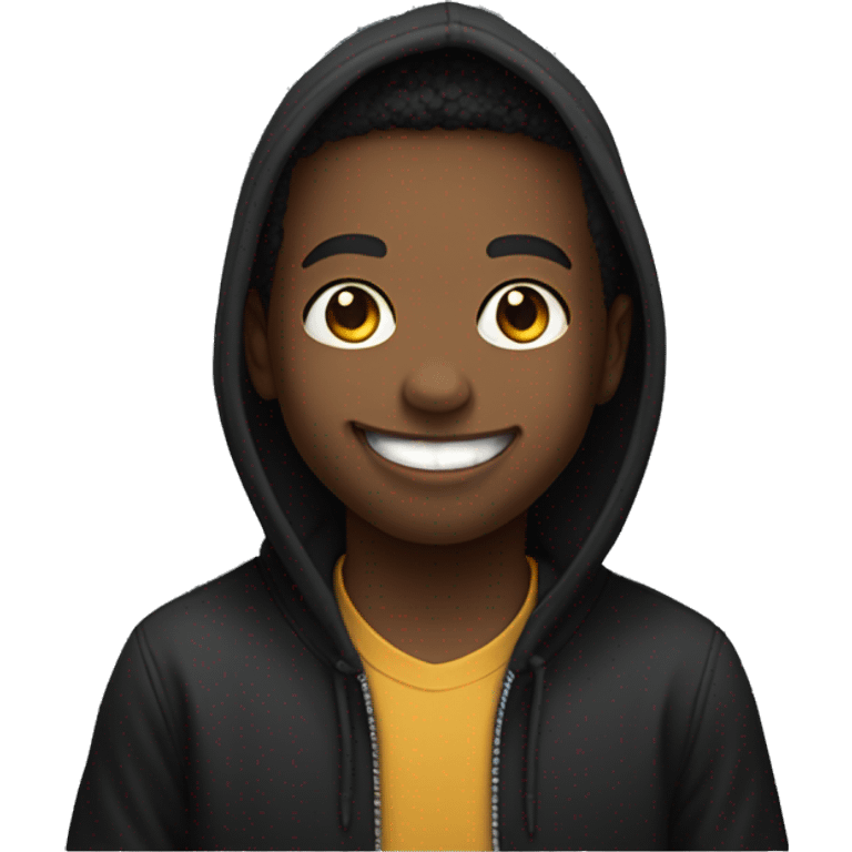 smiling boy in black hoodie sticking tongue out  emoji