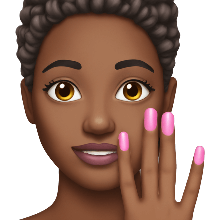 brown skin pink nails  emoji